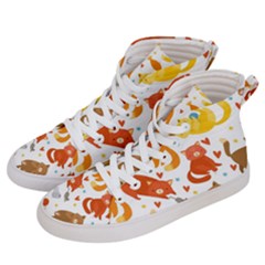 Seamless Pattern With Kittens White Background Men s Hi-top Skate Sneakers by uniart180623