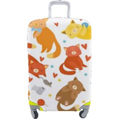 Seamless Pattern With Kittens White Background Luggage Cover (large) by uniart180623