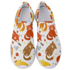 Seamless Pattern With Kittens White Background Men s Slip On Sneakers by uniart180623