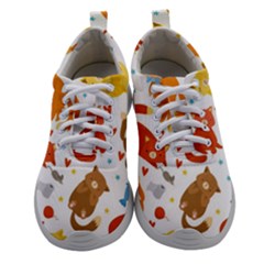 Seamless Pattern With Kittens White Background Women Athletic Shoes by uniart180623