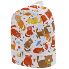 Seamless Pattern With Kittens White Background Zip Bottom Backpack by uniart180623