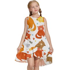 Seamless Pattern With Kittens White Background Kids  Frill Swing Dress by uniart180623