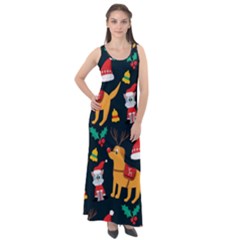 Funny Christmas Pattern Background Sleeveless Velour Maxi Dress by uniart180623