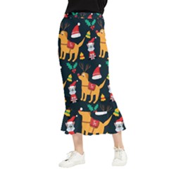 Funny Christmas Pattern Background Maxi Fishtail Chiffon Skirt by uniart180623