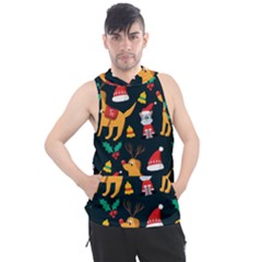 Funny Christmas Pattern Background Men s Sleeveless Hoodie by uniart180623