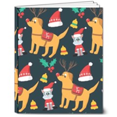 Funny Christmas Pattern Background 8  X 10  Hardcover Notebook by uniart180623