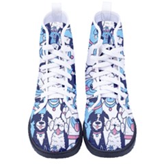 Dogs Seamless Pattern Women s High-top Canvas Sneakers by uniart180623