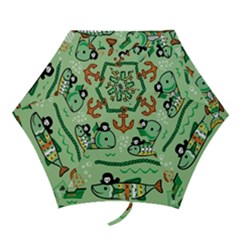 Seamless Pattern Fishes Pirates Cartoon Mini Folding Umbrellas by uniart180623