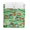 Seamless Pattern Fishes Pirates Cartoon Duvet Cover Double Side (Full/ Double Size) View1