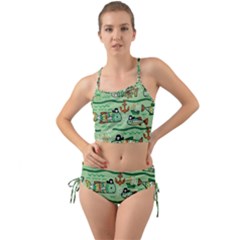 Seamless Pattern Fishes Pirates Cartoon Mini Tank Bikini Set by uniart180623