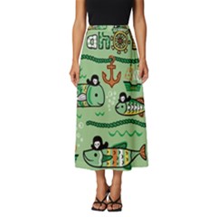 Seamless Pattern Fishes Pirates Cartoon Classic Midi Chiffon Skirt by uniart180623