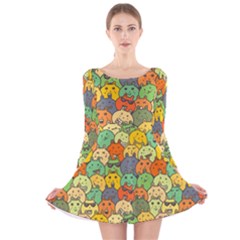 Seamless Pattern With Doodle Bunny Long Sleeve Velvet Skater Dress by uniart180623