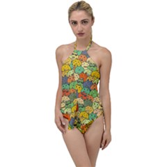 Seamless Pattern With Doodle Bunny Go With The Flow One Piece Swimsuit by uniart180623