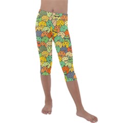 Seamless Pattern With Doodle Bunny Kids  Lightweight Velour Capri Leggings  by uniart180623