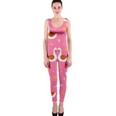 Swan-pattern-elegant-style One Piece Catsuit by uniart180623