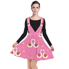 Swan-pattern-elegant-style Plunge Pinafore Dress by uniart180623