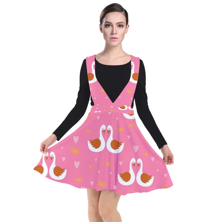 Swan-pattern-elegant-style Plunge Pinafore Dress