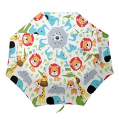 Seamless-pattern-vector-with-animals-cartoon Folding Umbrellas by uniart180623