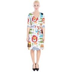 Seamless-pattern-vector-with-animals-cartoon Wrap Up Cocktail Dress by uniart180623