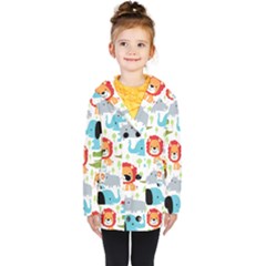 Seamless-pattern-vector-with-animals-cartoon Kids  Double Breasted Button Coat by uniart180623