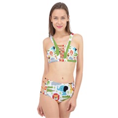 Seamless-pattern-vector-with-animals-cartoon Cage Up Bikini Set by uniart180623