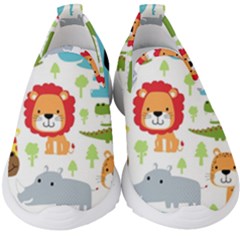 Seamless-pattern-vector-with-animals-cartoon Kids  Slip On Sneakers by uniart180623