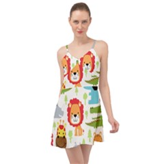 Seamless-pattern-vector-with-animals-cartoon Summer Time Chiffon Dress by uniart180623