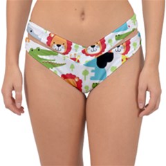 Seamless-pattern-vector-with-animals-cartoon Double Strap Halter Bikini Bottoms by uniart180623