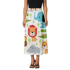 Seamless-pattern-vector-with-animals-cartoon Classic Midi Chiffon Skirt by uniart180623