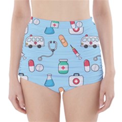 Medical-seamless-pattern High-waisted Bikini Bottoms by uniart180623