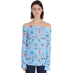 Medical-seamless-pattern Off Shoulder Long Sleeve Top by uniart180623