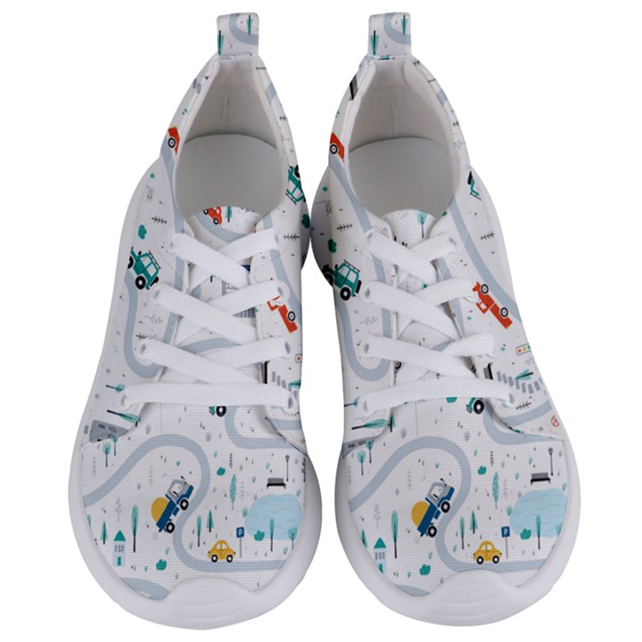 Cute-children-s-seamless-pattern-with-cars-road-park-houses-white-background-illustration-town Women s Lightweight Sports Shoes