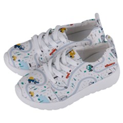 Cute-children-s-seamless-pattern-with-cars-road-park-houses-white-background-illustration-town Kids  Lightweight Sports Shoes by uniart180623