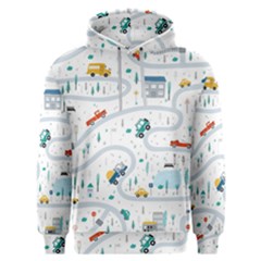 Cute-children-s-seamless-pattern-with-cars-road-park-houses-white-background-illustration-town Men s Overhead Hoodie by uniart180623