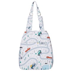 Cute-children-s-seamless-pattern-with-cars-road-park-houses-white-background-illustration-town Center Zip Backpack by uniart180623