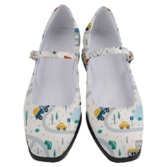 Cute-children-s-seamless-pattern-with-cars-road-park-houses-white-background-illustration-town Women s Mary Jane Shoes by uniart180623