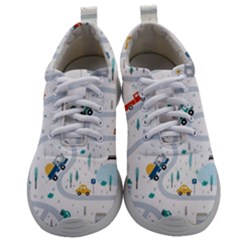 Cute-children-s-seamless-pattern-with-cars-road-park-houses-white-background-illustration-town Mens Athletic Shoes by uniart180623