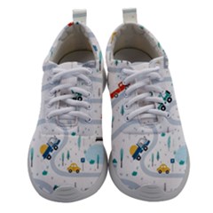 Cute-children-s-seamless-pattern-with-cars-road-park-houses-white-background-illustration-town Women Athletic Shoes by uniart180623