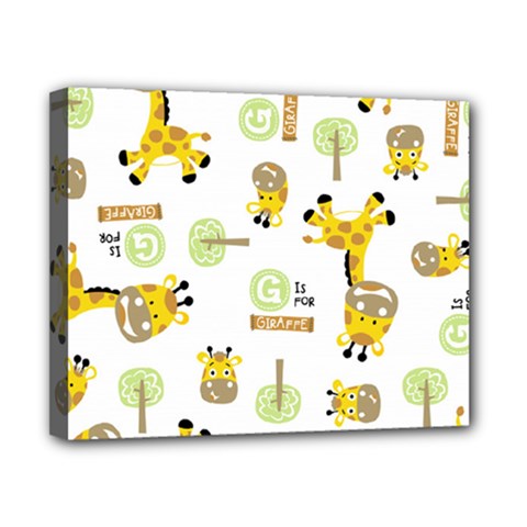 Vector-pattern-with-cute-giraffe-cartoon Canvas 10  X 8  (stretched) by uniart180623