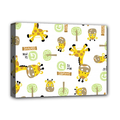 Vector-pattern-with-cute-giraffe-cartoon Deluxe Canvas 16  X 12  (stretched)  by uniart180623