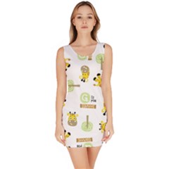 Vector-pattern-with-cute-giraffe-cartoon Bodycon Dress by uniart180623