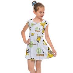 Vector-pattern-with-cute-giraffe-cartoon Kids  Cap Sleeve Dress by uniart180623