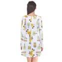 Vector-pattern-with-cute-giraffe-cartoon Long Sleeve V-neck Flare Dress View2