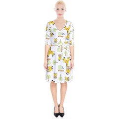 Vector-pattern-with-cute-giraffe-cartoon Wrap Up Cocktail Dress by uniart180623