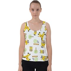 Vector-pattern-with-cute-giraffe-cartoon Velvet Tank Top by uniart180623