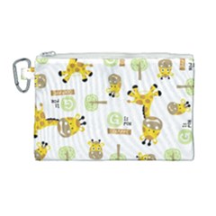 Vector-pattern-with-cute-giraffe-cartoon Canvas Cosmetic Bag (large) by uniart180623