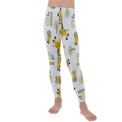 Vector-pattern-with-cute-giraffe-cartoon Kids  Lightweight Velour Leggings by uniart180623