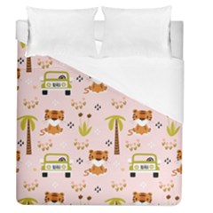 Cute-tiger-car-safari-seamless-pattern Duvet Cover (queen Size) by uniart180623