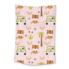 Cute-tiger-car-safari-seamless-pattern Small Tapestry by uniart180623