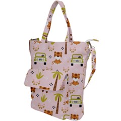 Cute-tiger-car-safari-seamless-pattern Shoulder Tote Bag by uniart180623